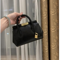 Top Grade Dolce&Gabbana Marlene Day Mini Handbag in Lizard Pattern Calfskin D1708 Black 2025
