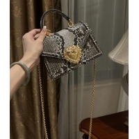 Best Product Dolce&Gabbana Small Devotion Crossbody Bag in Python Skin with Top Handle D1924 Grey/Black 2025