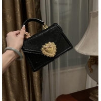 Buy Cheap Dolce&Gabbana Small Devotion Crossbody Bag in Python Skin with Top Handle D1924 Black 2025