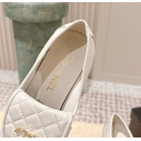 Popular Style Chanel Lambskin Platform Pumps 9cm with CC Foldover White G46692