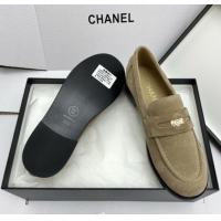 Top Grade Chanel Mocassins Loafers in Suede G46362 Light Brown