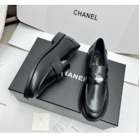Good Looking Chanel Calfskin Loafers with CC Logo CH9327 Black