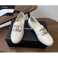 Top Design Chanel Calfskin Loafers with CC Logo CH9328 White