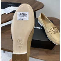 Luxurious Chanel Calfskin Loafers with CC Logo CH9329 Beige