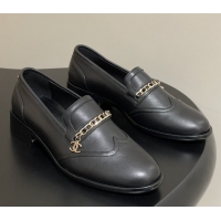Hot Style Chanel Calfskin Loafers with Chain CH9339 Black