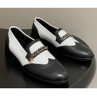 Good Product Chanel Calfskin Loafers with Chain CH9341 White/Black