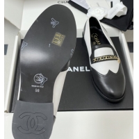 Good Product Chanel Calfskin Loafers with Chain CH9341 White/Black