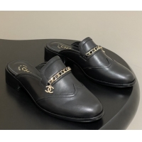 Good Looking Chanel Calfskin Mules with Chain CH9343 Black