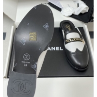 Grade Chanel Calfskin Mules with Chain CH9347 Black/White