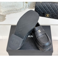 Buy Luxury Chanel Lambskin Platform Loafers CH91301 Black