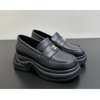 Good Quality Chanel Lambskin Platform Loafers CH91302 Black