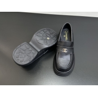 Good Quality Chanel Lambskin Platform Loafers CH91302 Black
