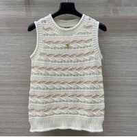 Good Product Chanel Wool Knit Vest with Gold-Tone Sequins CH061211 White 2025