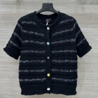 ​Good Quality Chanel Wool Knit Cardigan with Silver-Tone Sequins CH061211 Black 2025
