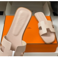 Good Looking Hermes Oran Classic Flat Slides Sandal in Palm-Grained Calfskin Nude 0819003
