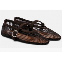 ​Unique Discount Alaia Suede-trimmed Mesh Ballet Flats A8556 Brown