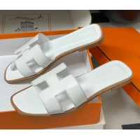 Perfect Hermes Oran Classic Flat Slides Sandal in Smooth Calfskin White 2025 H081803