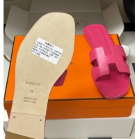 Low Price Hermes Oran Classic Flat Slides Sandal in Smooth Calfskin Dark Pink 2025 H081803
