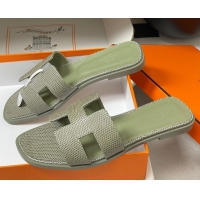 Grade Quality Hermes Oran Classic Flat Slides Sandal in Lizard Embossed Calfskin Khaki 2025 H081803