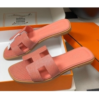 Durable Hermes Oran Classic Flat Slides Sandal in Lizard Embossed Calfskin Peachy Pink 2025 H081803 0819073