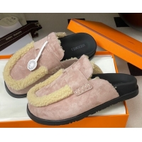 Good Looking Hermes Go Mule in Suede and Shearling Pink 2025 H232865 0820001