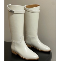 Original Cheap Hermes Jumping Boots in Calfskin with Kelly Strap White 2025 H082001 0820006
