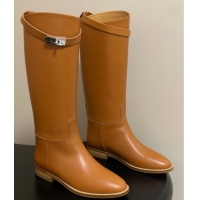 Pretty Style Hermes Jumping Boots in Calfskin with Kelly Strap Brown 2025 H082001 0820007