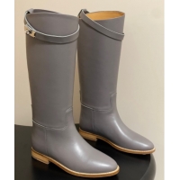 Sumptuous Hermes Jumping Boots in Calfskin with Kelly Strap Grey 2025 H082001 0820008