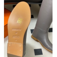 Sumptuous Hermes Jumping Boots in Calfskin with Kelly Strap Grey 2025 H082001 0820008