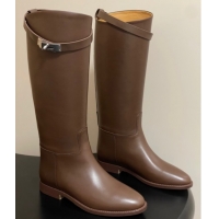 Popular Style Hermes Jumping Boots in Calfskin with Kelly Strap Taupe 2025 H082001 0820009