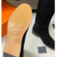 Top Grade Hermes Jumping Boots in Suede with Kelly Strap Black 2025 H082001 0820012