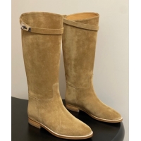 Perfect Hermes Jumping Boots in Suede with Kelly Strap Beige 2025 H082001 0820013