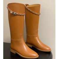 Luxurious Hermes Jumping Boots in Calfskin with Studs Kelly Strap Brown 2025 H082002 0820016