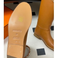 Luxurious Hermes Jumping Boots in Calfskin with Studs Kelly Strap Brown 2025 H082002 0820016