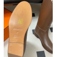 Best Grade Hermes Jumping Boots in Calfskin with Studs Kelly Strap Taupe 2025 H082002 0820017