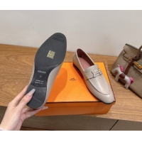 Good Looking Hermes Paris Loafers in Calfskin Leather with H Grey 2025 H082005 0820034
