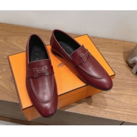Charming Hermes Paris Loafers in Calfskin Leather with H Red 2025 H082005 0820035