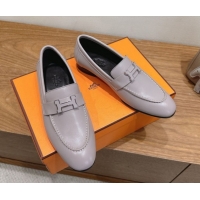 Sumptuous Hermes Paris Loafers in Calfskin Leather with H Dusty Purple 2025 H082005 0820038