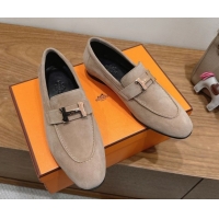 Good Looking Hermes Paris Loafers in Suede with H Grey 2025 H082005 0820041