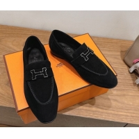 Purchase Hermes Paris Loafers in Suede with H Black 2025 H082005 0820043