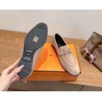 Unique Style Hermes Paris Loafers in Suede with H Beige 2025 H082005 0820045