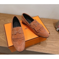 Best Product Hermes Royal Loafers in Suede with Fringe Brown 2025 H082006 0820046