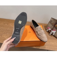 Charming Hermes Royal Loafers in Suede with Fringe Grey 2025 H082006 0820049