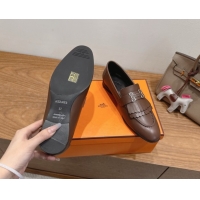 Expensive Hermes Royal Loafers in Calfskin Leather with Fringe Taupe 2025 H082006 0820051