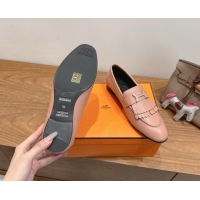 Most Popular Hermes Royal Loafers in Calfskin Leather with Fringe Light Pink 2025 H082006 0820052