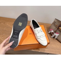 Luxurious Hermes Royal Loafers in Calfskin Leather with Fringe White2 2025 H082006 0820058