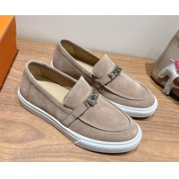 Crafted Hermes Game Suede Slip-on Sneakers with Kelly Buckle Grey1 2025 H082007 0820062