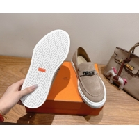 Crafted Hermes Game Suede Slip-on Sneakers with Kelly Buckle Grey1 2025 H082007 0820062