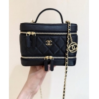 Good Taste Chanel Grained Calfskin Long Vanity with Chain AP4688 Black 2025 Top Quality