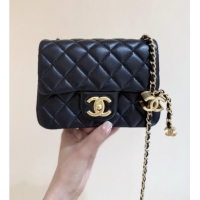 Best Price Chanel Shiny Lambskin Mini Square Flap Bag with CC Chain AS5758 Black 2025 Top Quality